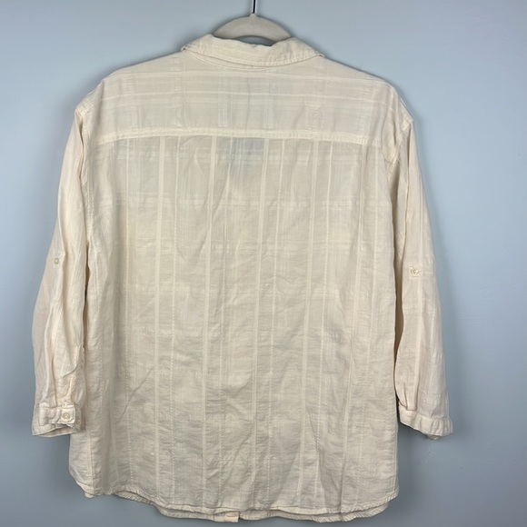 Bit & Bridle 3X plus size cotton women’s textured button down shirt - Picture 7 of 8